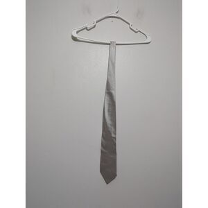 Woodward Mens Vertical Striped Tie Silver Reflective 100% Silk